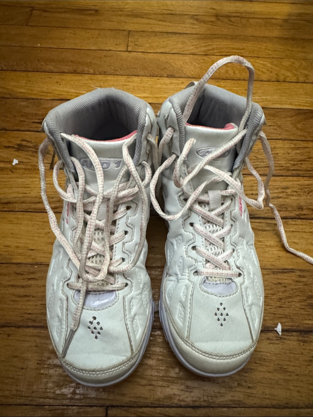 And1 White and Light Pink Kids High-Top Sneakers